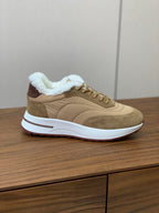 LP Week-end Walk Sneakers In Dark Beige Mix Camel Denim With Wool Fleece Lining 984283