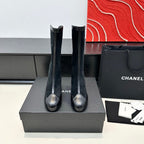 CC 25th Métiers d’art High Boots 55mm Black Suede & Cowhide 413020