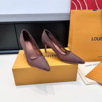 LV GALA High Heels Series Shoes 75mm Dark Rose Taupe Mesh 542215