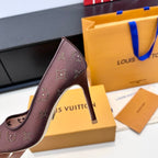 LV GALA High Heels Series Shoes 95mm Dark Rose Taupe Mesh 542214