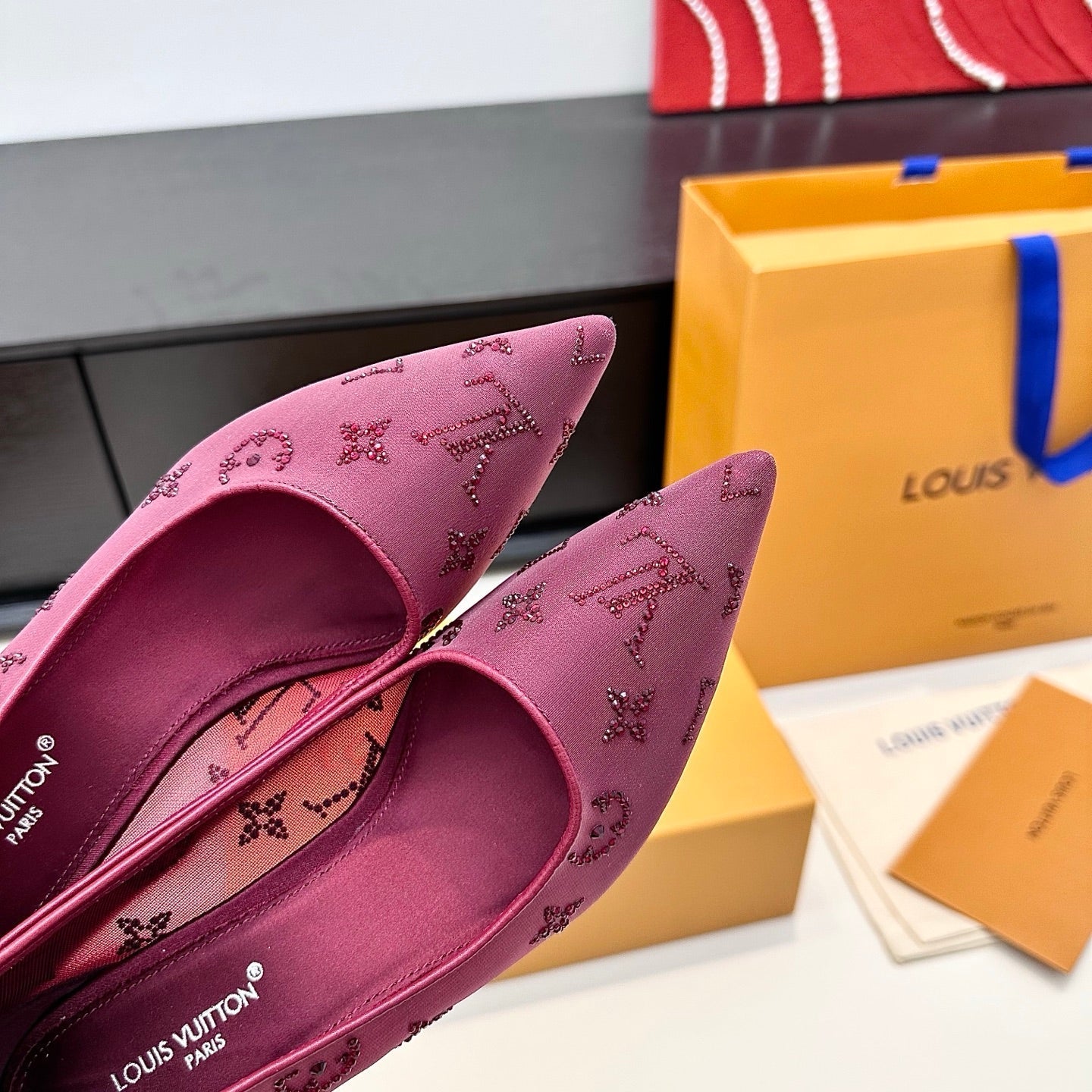 LV GALA High Heels Series Shoes 75mm Mulberry Mesh 542217