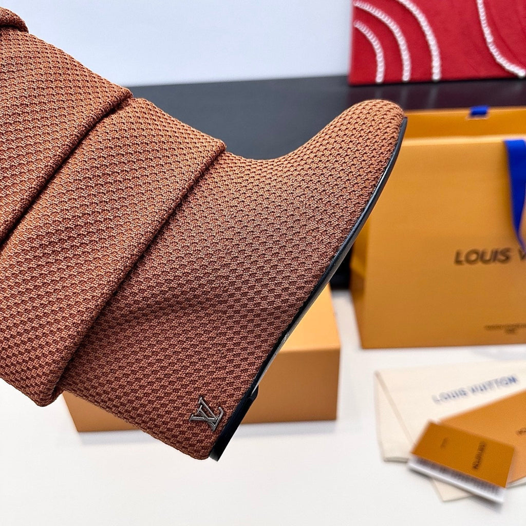 LV CSummer Mid Wedge Boot Brown Knit 542225