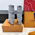 LV CSummer Mid Wedge Boot Gray Knit 542226