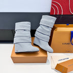 LV CSummer Mid Wedge Boot Gray Knit 542226