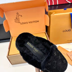 LV Ski Colorado Closed Mule Black Suede Wool 542228