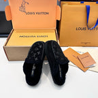 LV Ski Colorado Closed Mule Black Suede Wool 542228