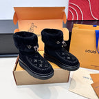 LV Cortina Low Boots Black Suede Wool 542234