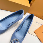 LV 26s  Pointed-Toe High Heels 75 Light Blue Premium Satin 622433