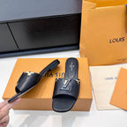 LV 26s V-Buck Sandals Black Calfskin 622409