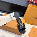 LV 26s V-Buck Sandals Black Calfskin 622409