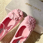 Jimmy Choo Skye Corsage Ballet Flat Pink Sheepskin 669836