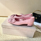 Jimmy Choo Skye Corsage Ballet Flat Pink Sheepskin 669836