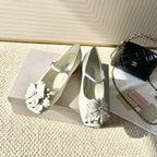 Jimmy Choo Skye Corsage Ballet Flat White Sheepskin 669839