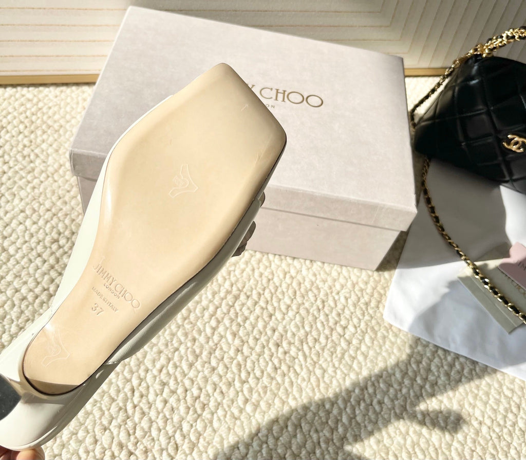 Jimmy Choo Skye Corsage Sandals White Sheepskin 669840