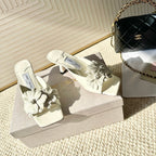 Jimmy Choo Skye Corsage Sandals White Sheepskin 669840