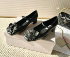 Jimmy Choo Skye Corsage Ballet Flat Black Sheepskin 669845