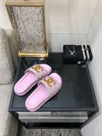 mule sandal 30 pink quilted waxed leather