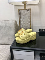 mule sandal 95 lime quilted waxed leather