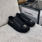 CC Sneaker Black Fringe Denim Fabric