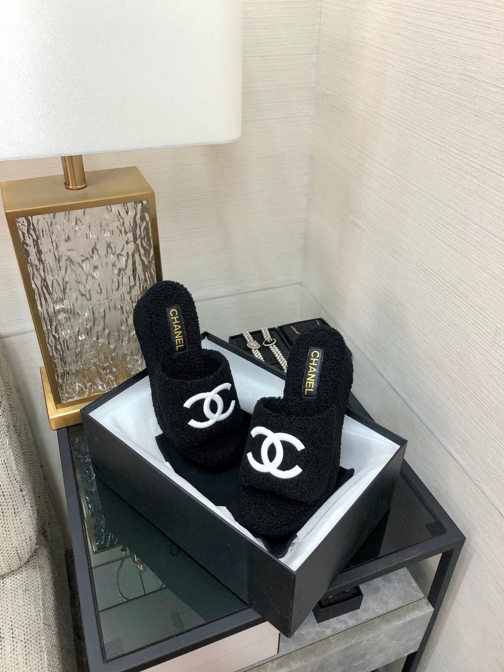 CC Wedge Sandal Black Wool