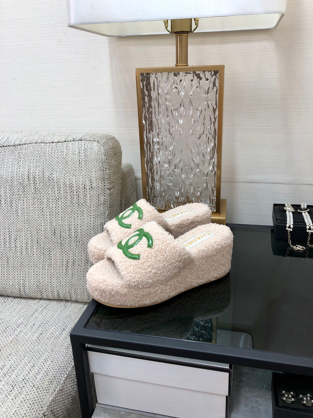 CC Wedge Sandal Beige Wool