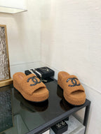 CC Wedge Sandal Brown Yellow Wool