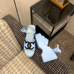 CC 26s Platform Sandals Light Blue Black Sheepskin 688704