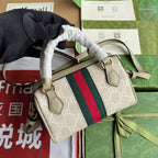 Gucci Ophidia 16.5 Bag Beige Canvas Leather 240093