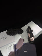 Prada Brushed Monolith Mary Janes Loafer Black Leather 606064