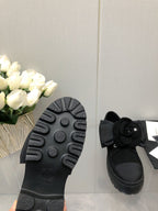 CC 26s Camellia Lug Sole Loafers Black Cotton Suede 673052