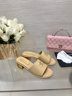 CC 25C Mid Heel Mule Cream Genuine Calfskin 212955