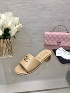 CC 25C Mid Heel Mule Cream Genuine Calfskin 212955