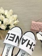 CC 25C Mid Heel Mule White Fabric Material 212959