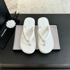Thick-soled Flip-Flops Lambskin White