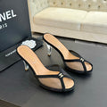 cc mule sandal black lace beige calfskin