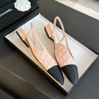slingbacks flat nude calfskin embroidery