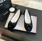 ballet flat all black suede calfskin