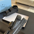 PRA FLAT NAPPA SANDALS BLACK LAMBSKIN