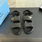 PRA CROCHET SANDALS BLACK CALFSKIN