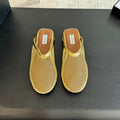 flat mule fishnet gold metalic lambskin