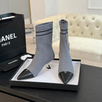 CC Ankle Boots Grey Wool And Lambskin
