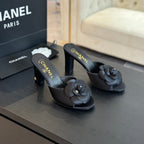 CC Mules 80mm Black Matte Fabric