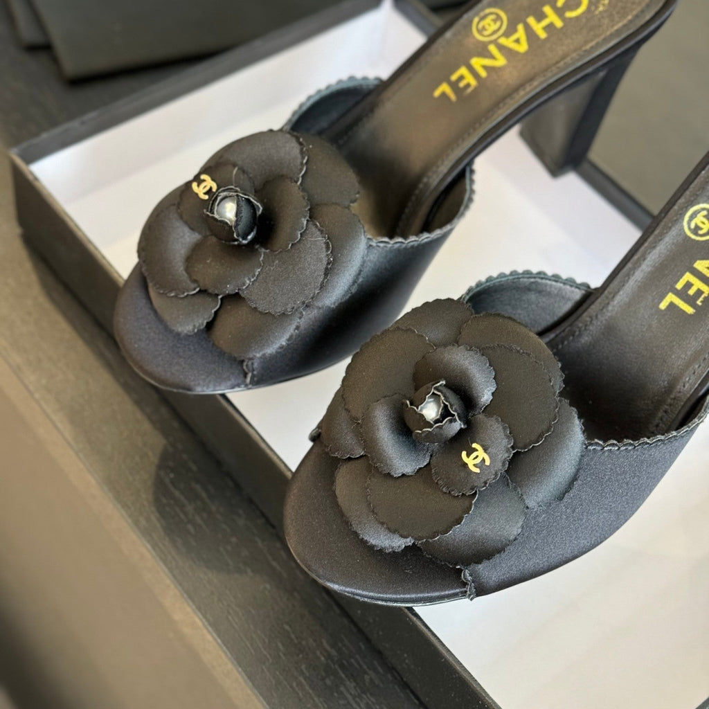 CC Mules 80mm Black Matte Fabric