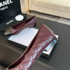 ballet flat burgundy quilted lambskin large black cc logo