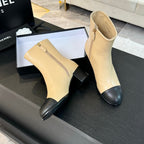 CC Ankle Boots 50mm Beige Black Lambskin