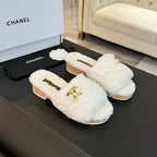 CC Slippers White Fleece Wool