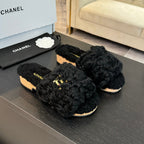 CC Slippers Black Fleece Wool
