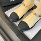 CC Short boots Beige Cowhide Mix Fabric Denim