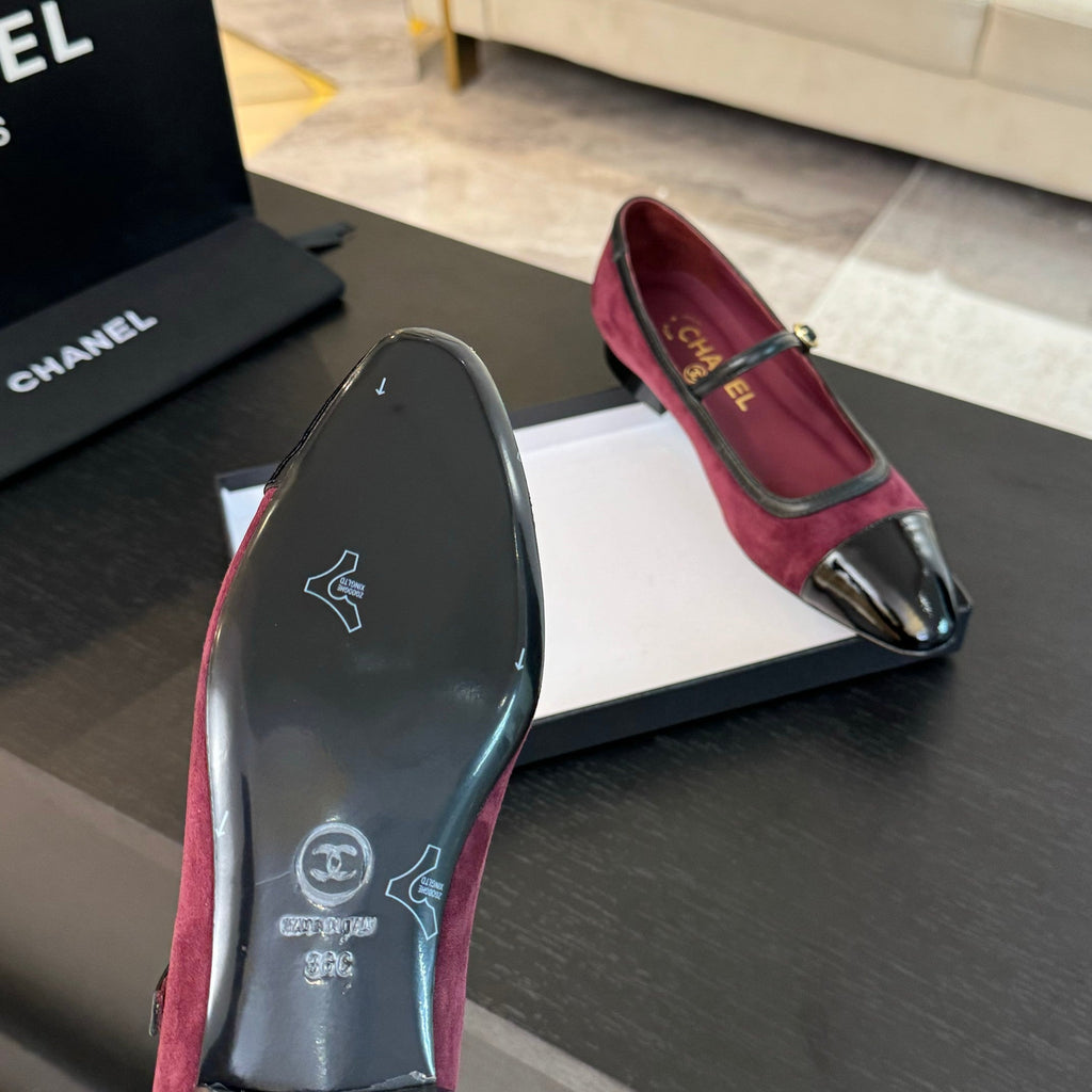 CC Mary Jane Black Dark Red Suede
