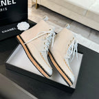 CC Ankle Boots White With Chain Calfskin